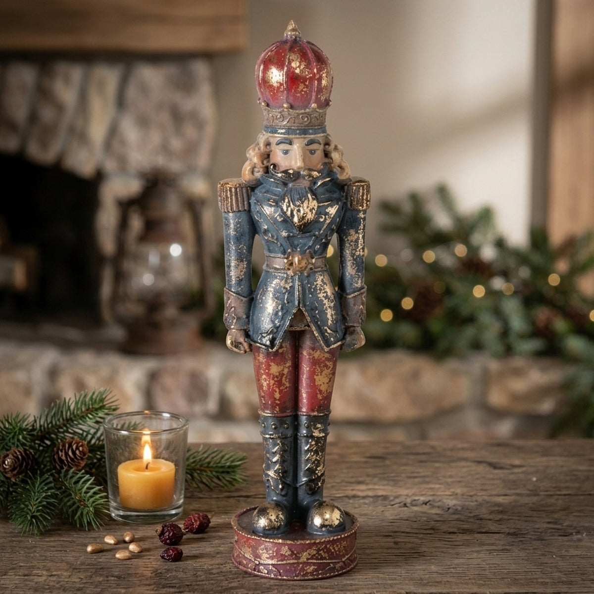 Nussknacker Figur Kronengarde rot blau 20 cm