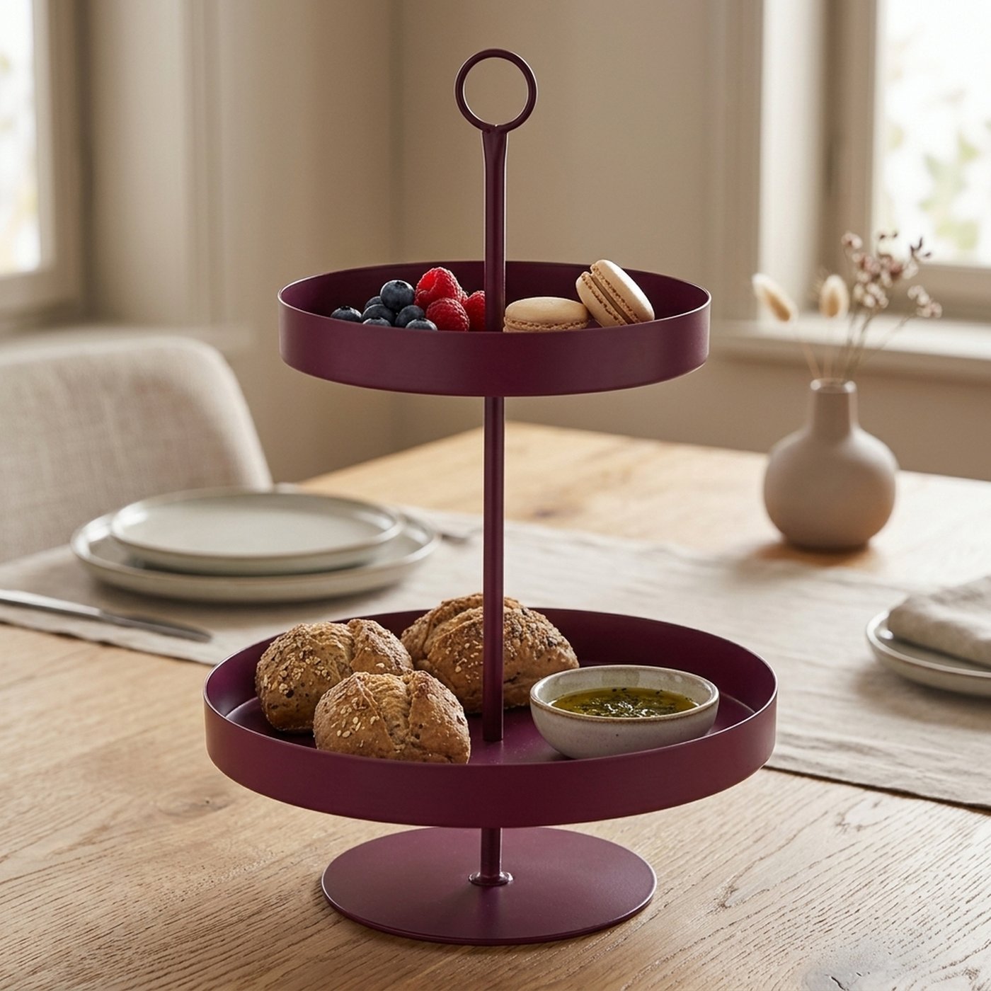 Etagere Fiora aus Metall bordeauxrot matt 40 cm