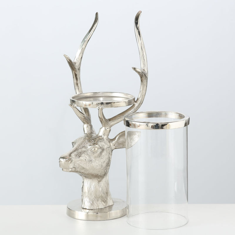 Festliches Windlicht 'Hirsch' - Exklusives Aluminium-Design, 24x51 cm - Perfekt für eine stimmungsvolle Weihnachtsbeleuchtung