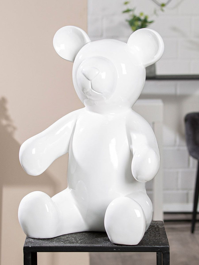 Figuur 'Beer' in zuiver wit - Decoratief figuur, 45 cm hoog