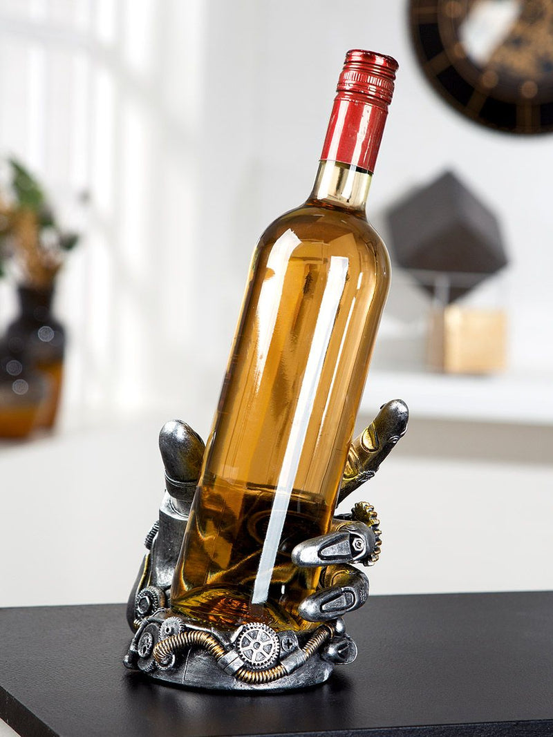 Poly Bottle Cage 'Steampunk Hand' - Unique storage with style