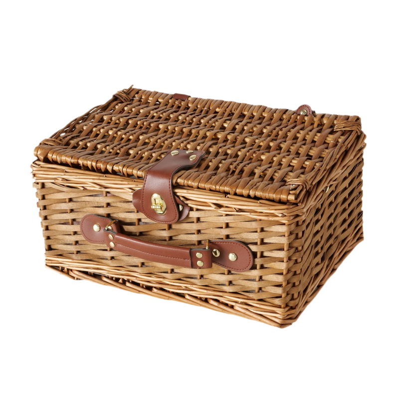 Pascal picnic basket handmade with tableware set for 2 people