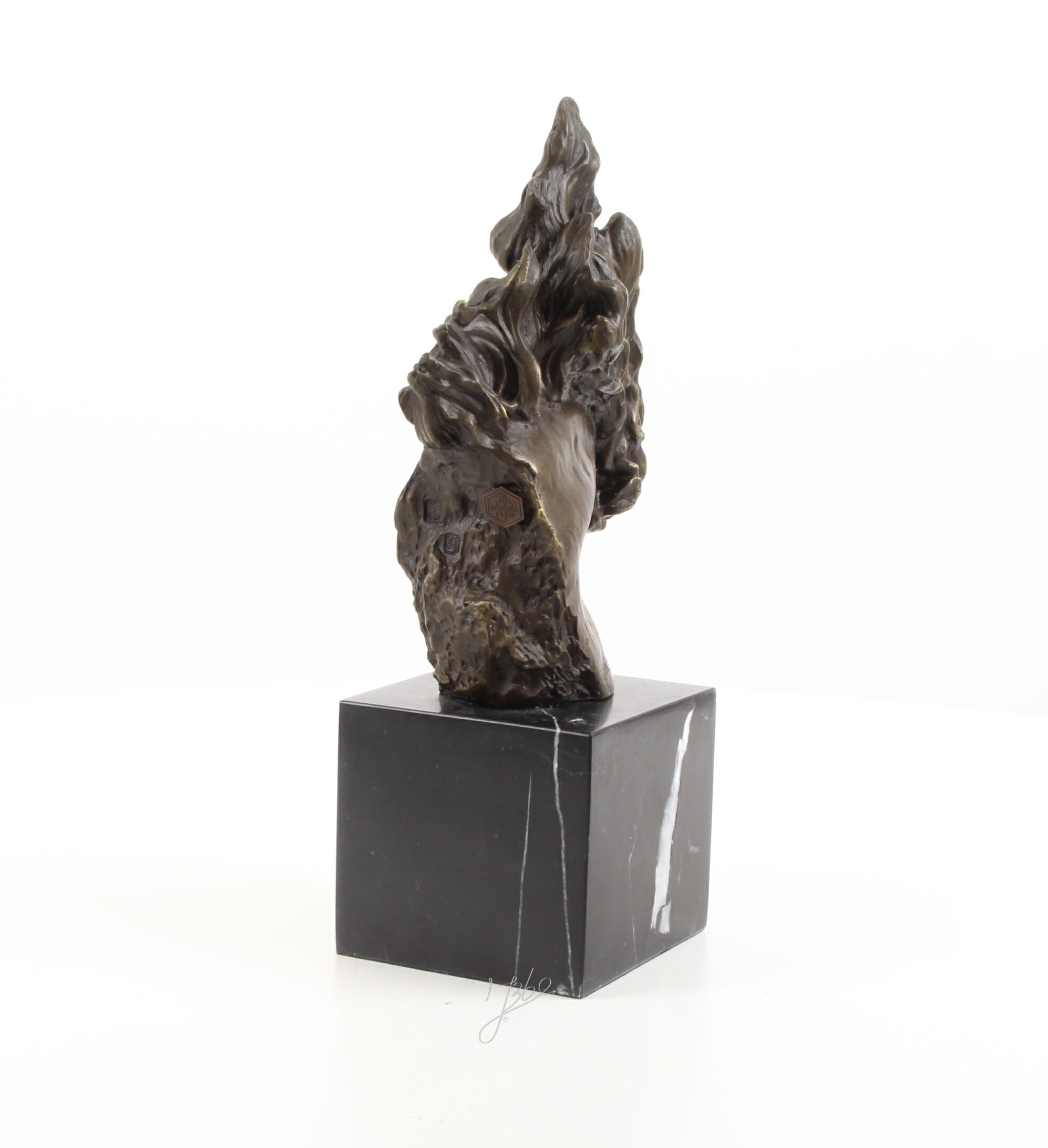 Valerio Pferdekopf Skulptur aus echter Bronze mit Marmorsockel