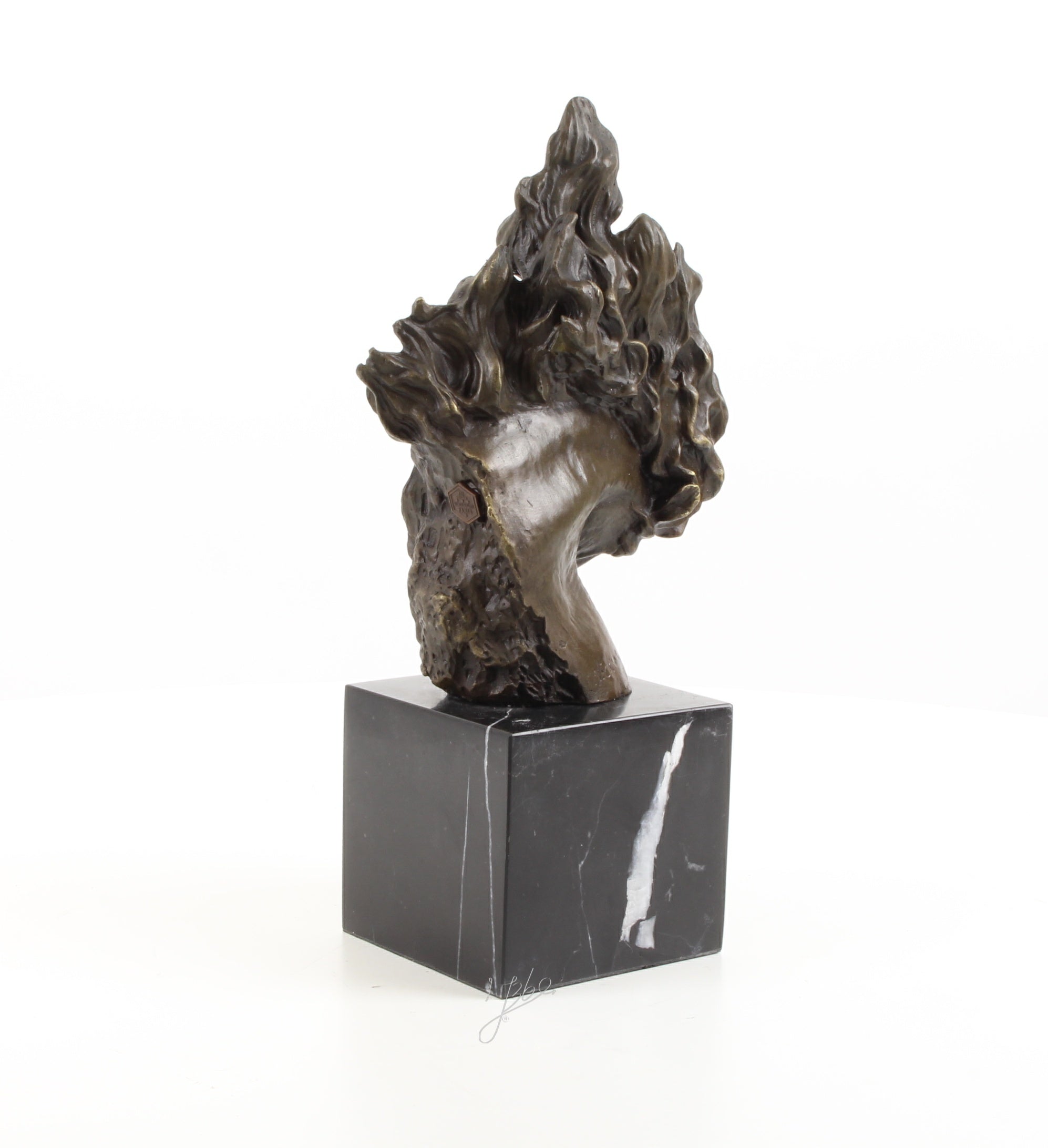 Valerio Pferdekopf Skulptur aus echter Bronze mit Marmorsockel