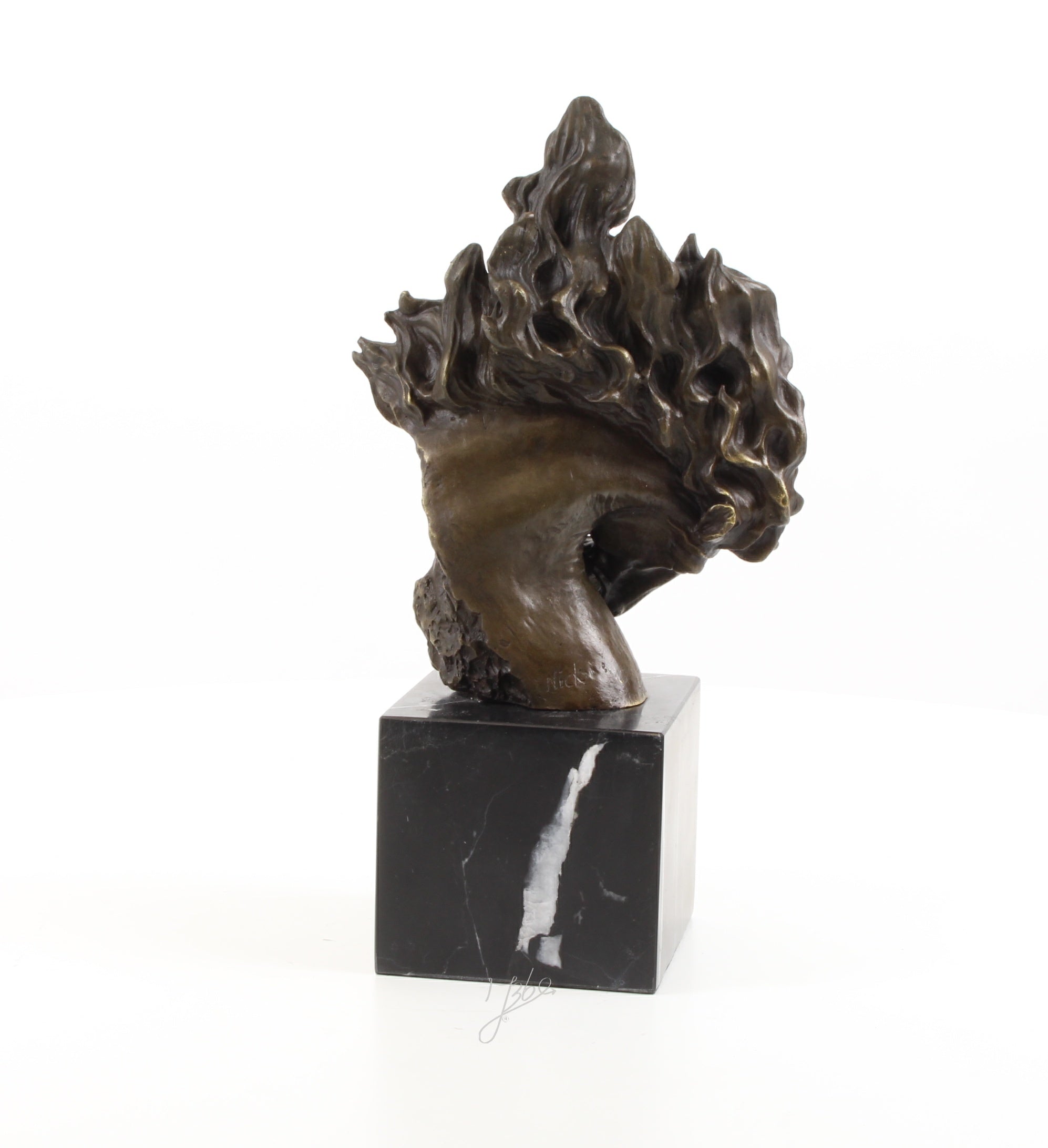 Valerio Pferdekopf Skulptur aus echter Bronze mit Marmorsockel