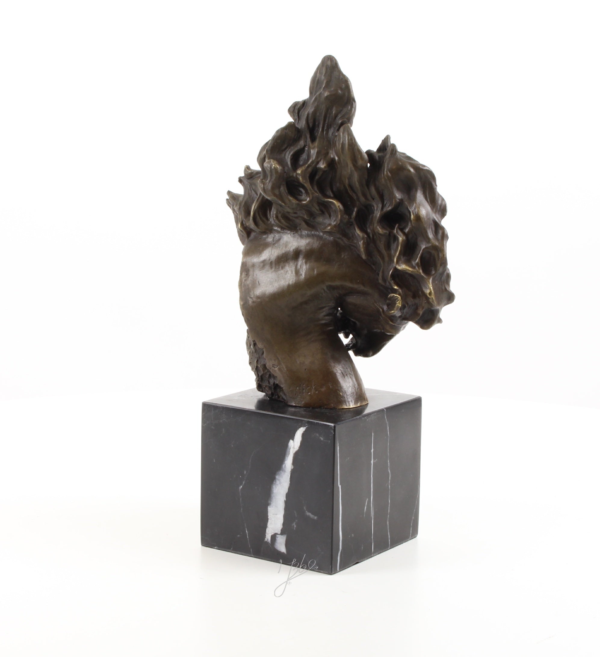 Valerio Pferdekopf Skulptur aus echter Bronze mit Marmorsockel