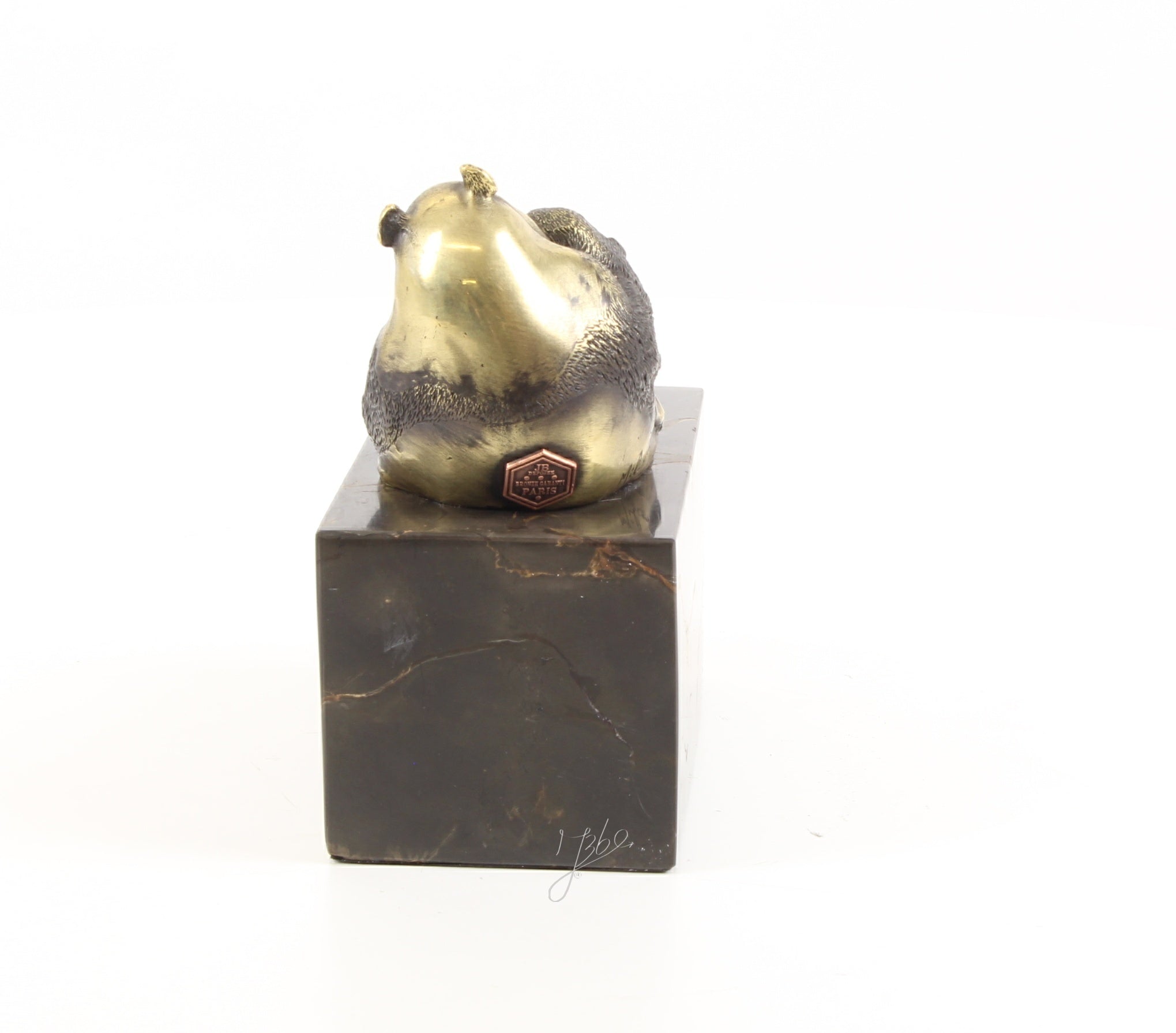 Skulptur Panda Nori Bronze Dekofigur auf Marmorsockel