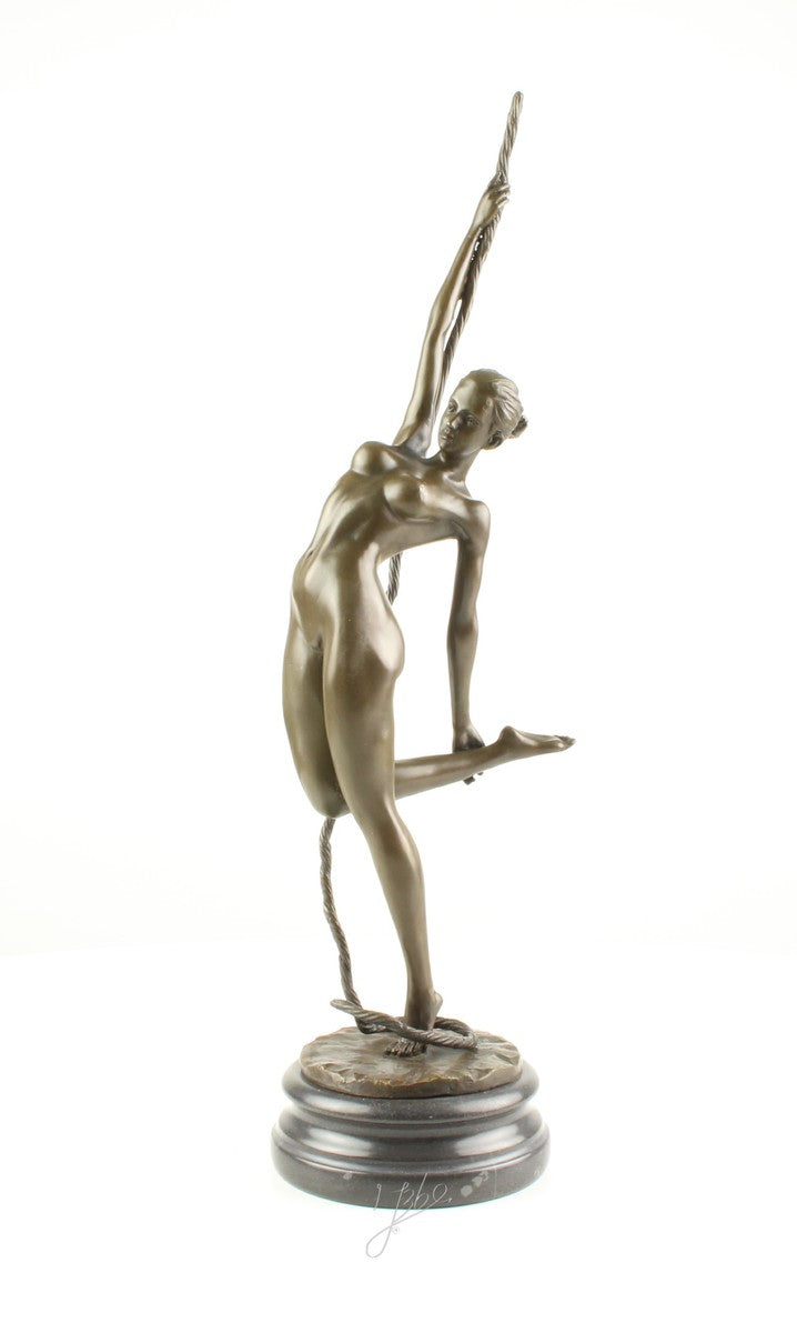 Bronze Skulptur Seiltänzerin auf Seil 46,6 cm