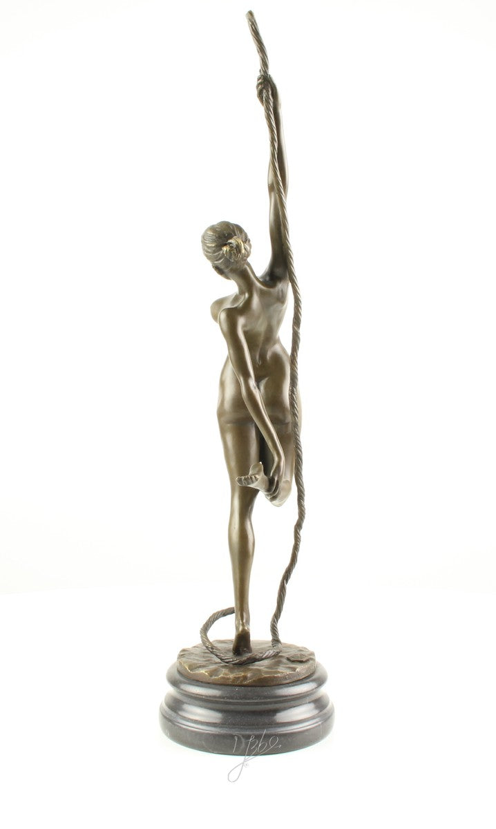 Bronze Skulptur Seiltänzerin auf Seil 46,6 cm