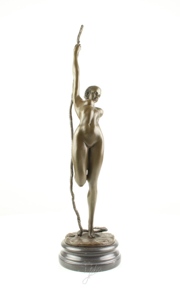 Bronze Skulptur Seiltänzerin auf Seil 46,6 cm