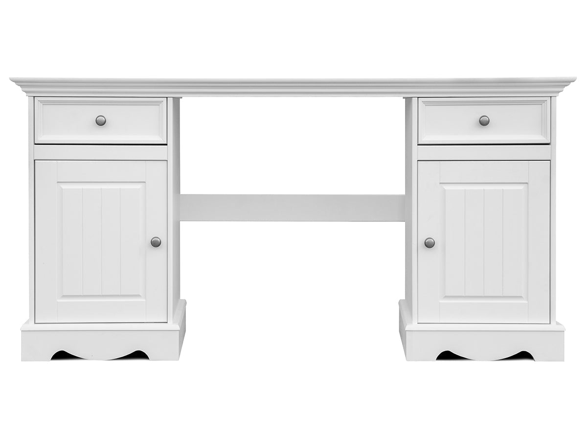 Bologna Elegante Massivholz Kiefer Schreibtisch | Farbe weiß