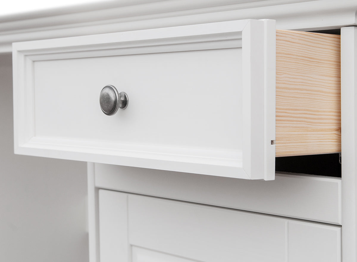 Bologna Elegante Massivholz Kiefer Schreibtisch | Farbe weiß