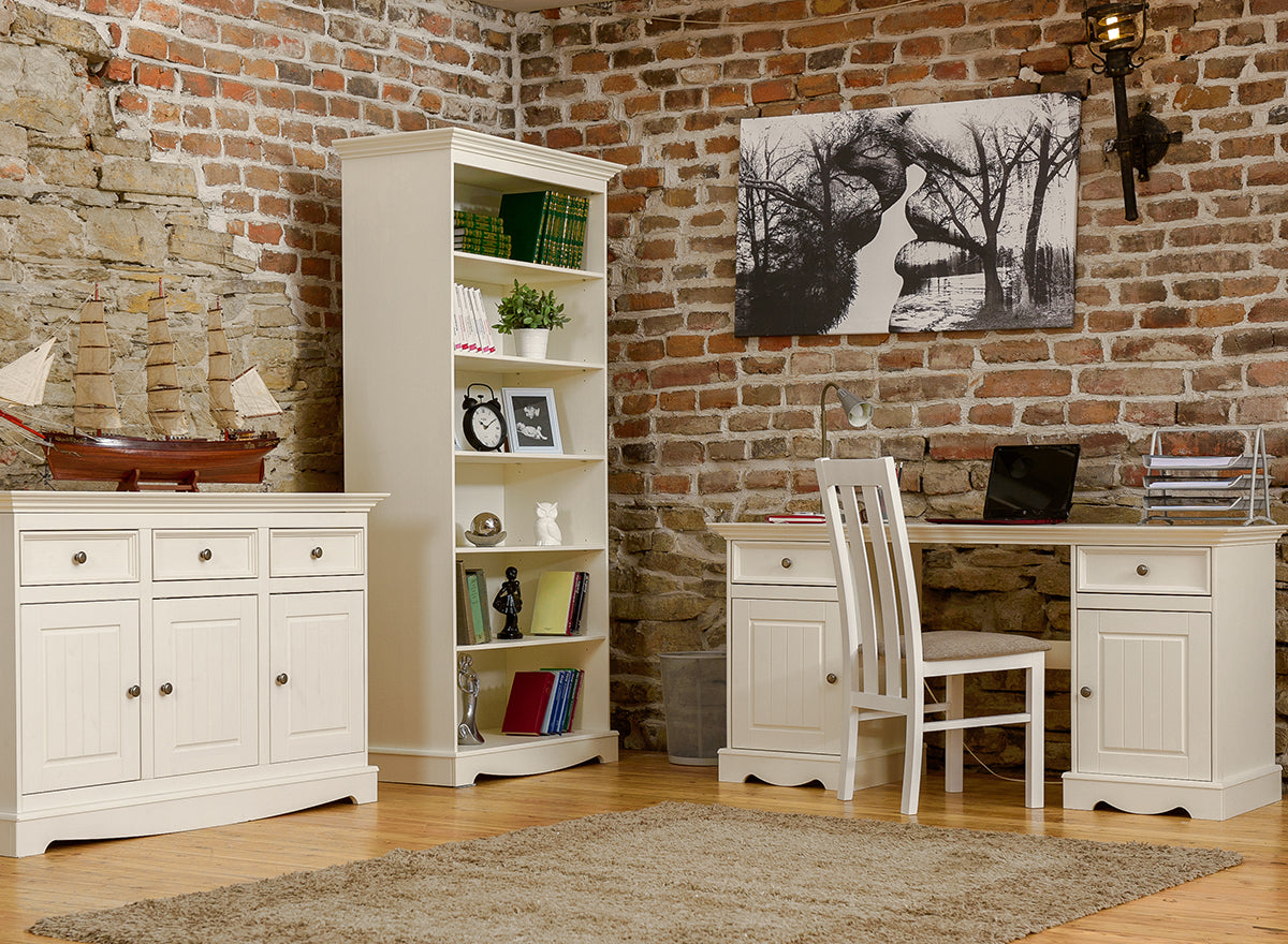 Bologna Elegante Massivholz Kiefer Kommode 3.3 | Farbe weiß