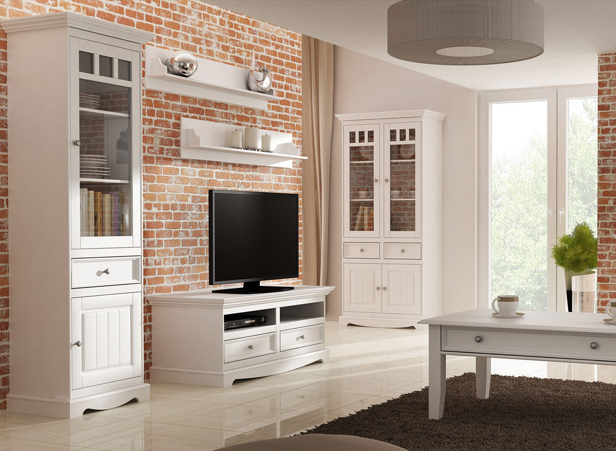 Bologna Elegante Massivholz Kiefer Couchtisch | Farbe weiß