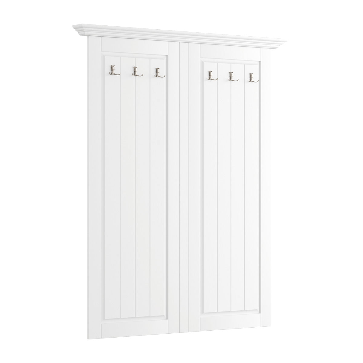 Bologna Elegante Massivholz Kiefer Garderobe Doppel Wandpanel | Farbe weiß