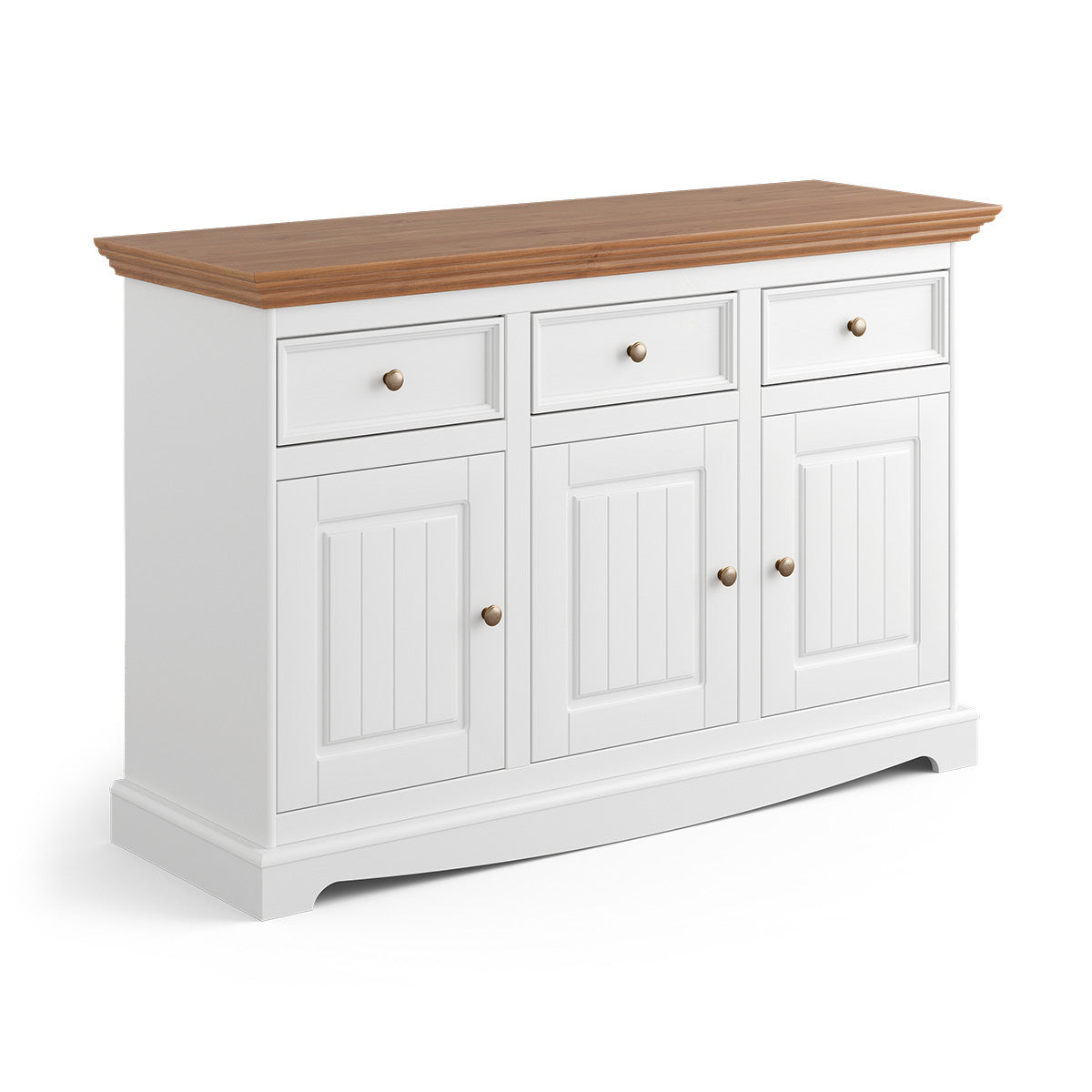 Bologna Elegante Massivholz Kiefer Kommode 3.3 | Farbe Weiß - Eiche
