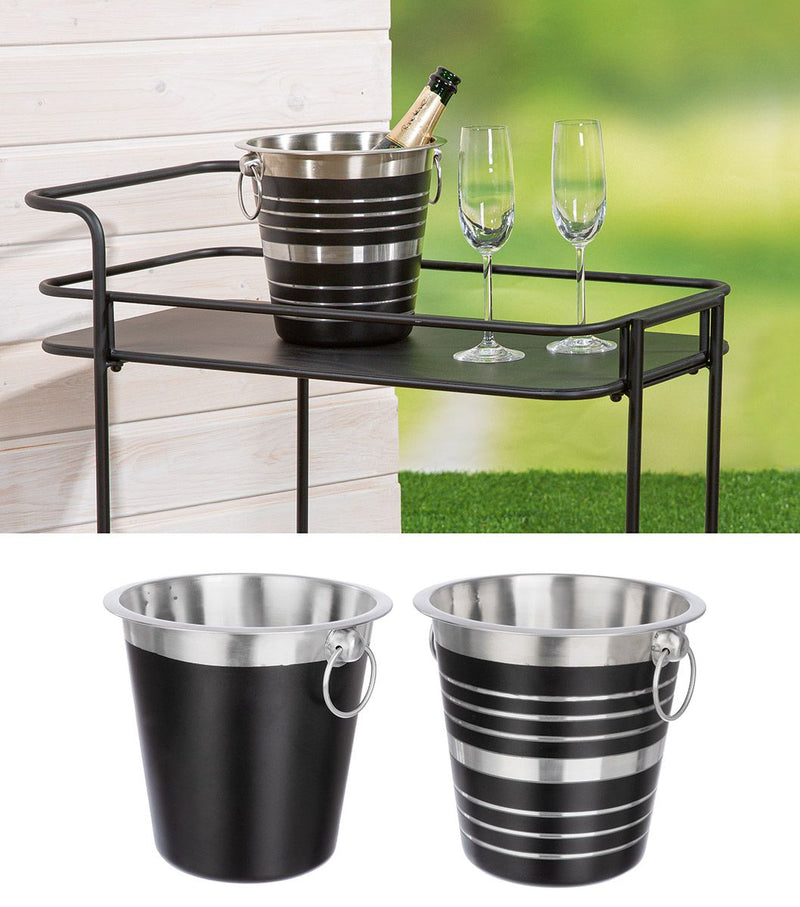 RVS champagnekoeler 'Design' - elegante wijnkoeler in zwart/zilver, Ø21,5 cm, H20,5 cm - ideaal voor speciale gelegenheden