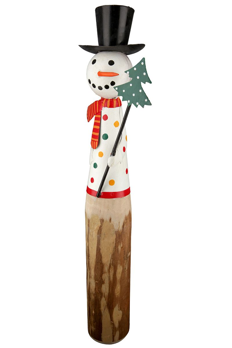 Set of 3 XL wooden snowman 'Egon' - a colorful winter wonder!