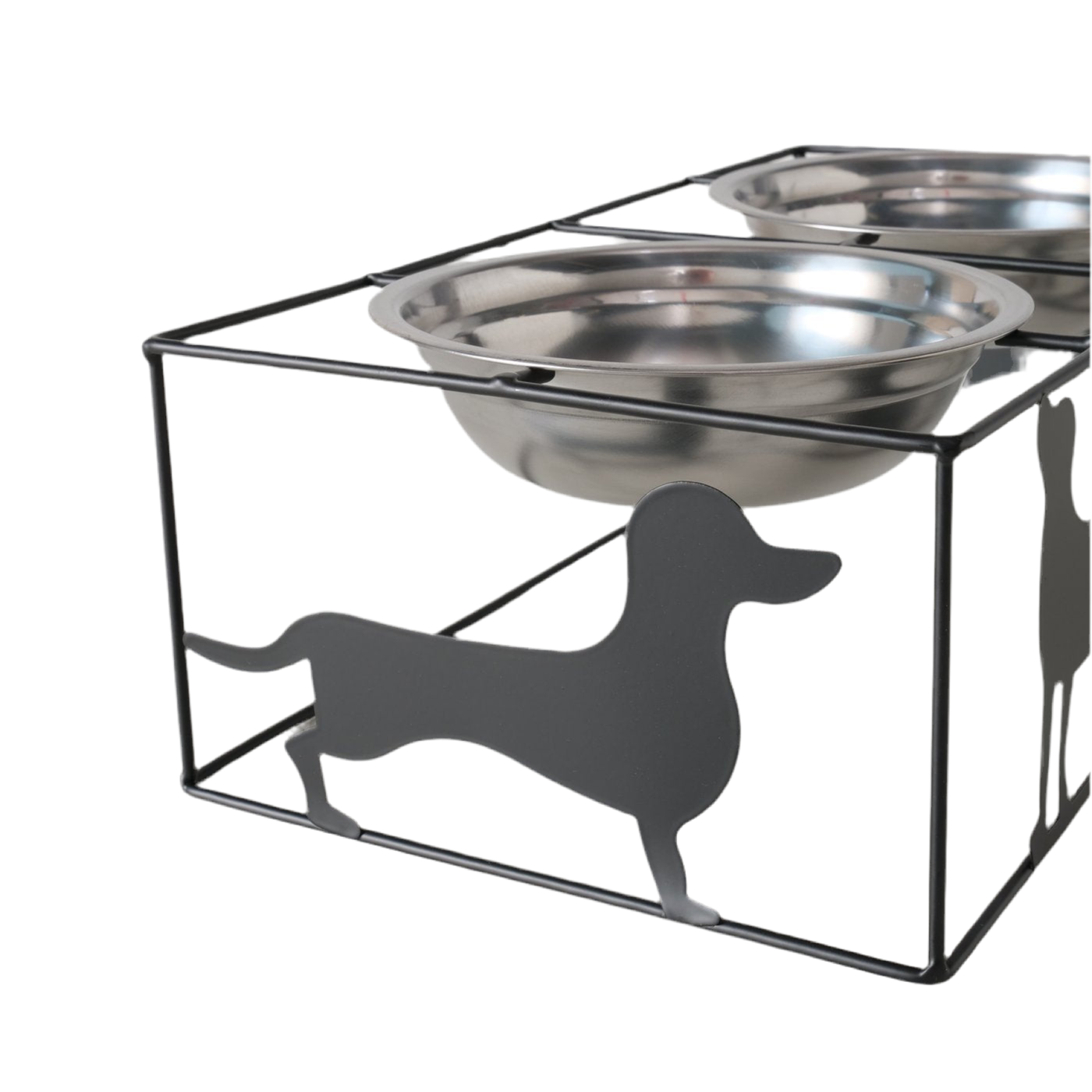 Dog Bowl Juggie – Raised Double Bowl Feeding Station made of Metal &amp; Stainless Steel, 426 ml