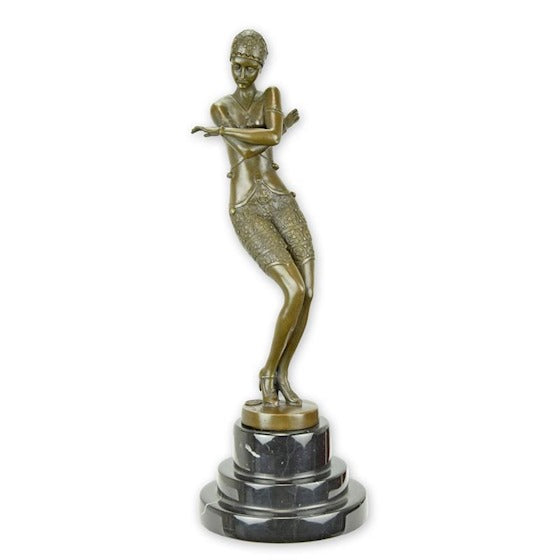 Dekofigur Danse Élise Bronze Art Deco mit Marmorsockel