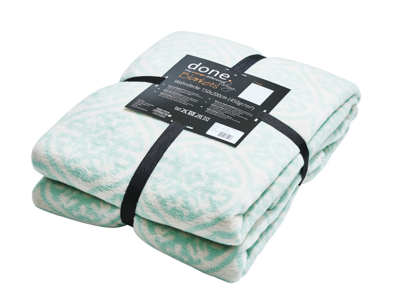 Knuffeldeken Florence mint met patroon 150x200cm