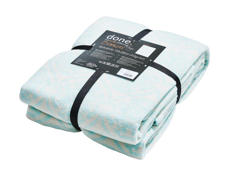 Knuffeldeken Florence mint met patroon 150x200cm