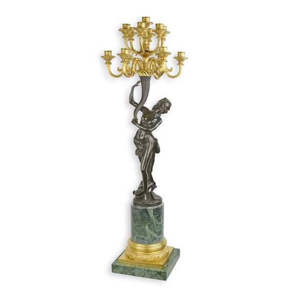 Kerzenleuchter Candelaro Imperia Bronze mit Marmorsockel 108cm