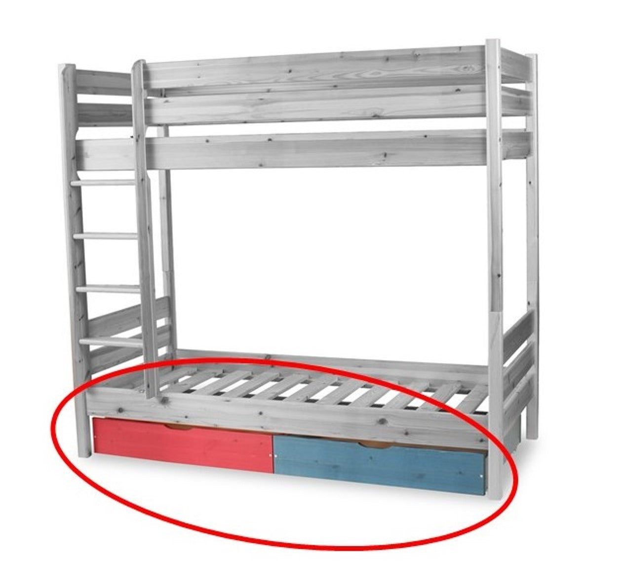 Bettkasten Leo Geschwisterbett Hochbett | 2 Etagenbett | Kinderbett | Zwillingsbett 2x90x200 cm