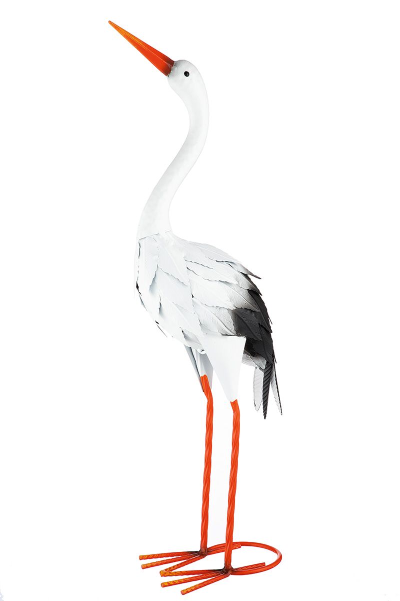 Metal stork - colorful decorative element for indoor and outdoor use, available in two sizes