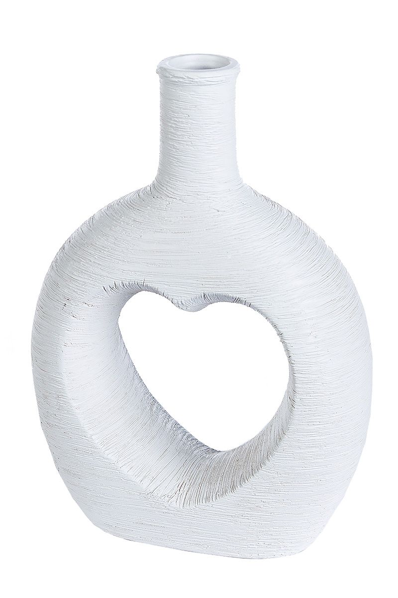5 Piece Ceramic Vase Assortment 'Love' Series - Textured Vases in White