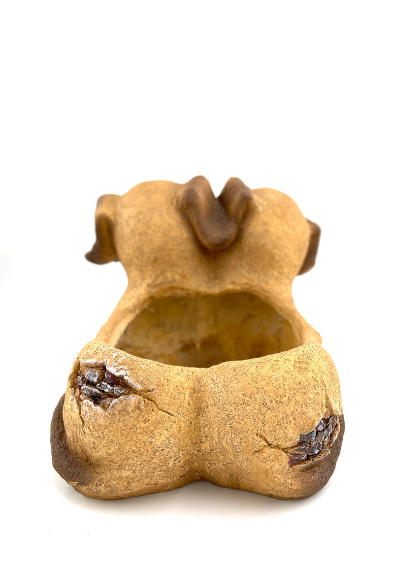 Planter dog couple decorative flowerpot 31 cm magnesia