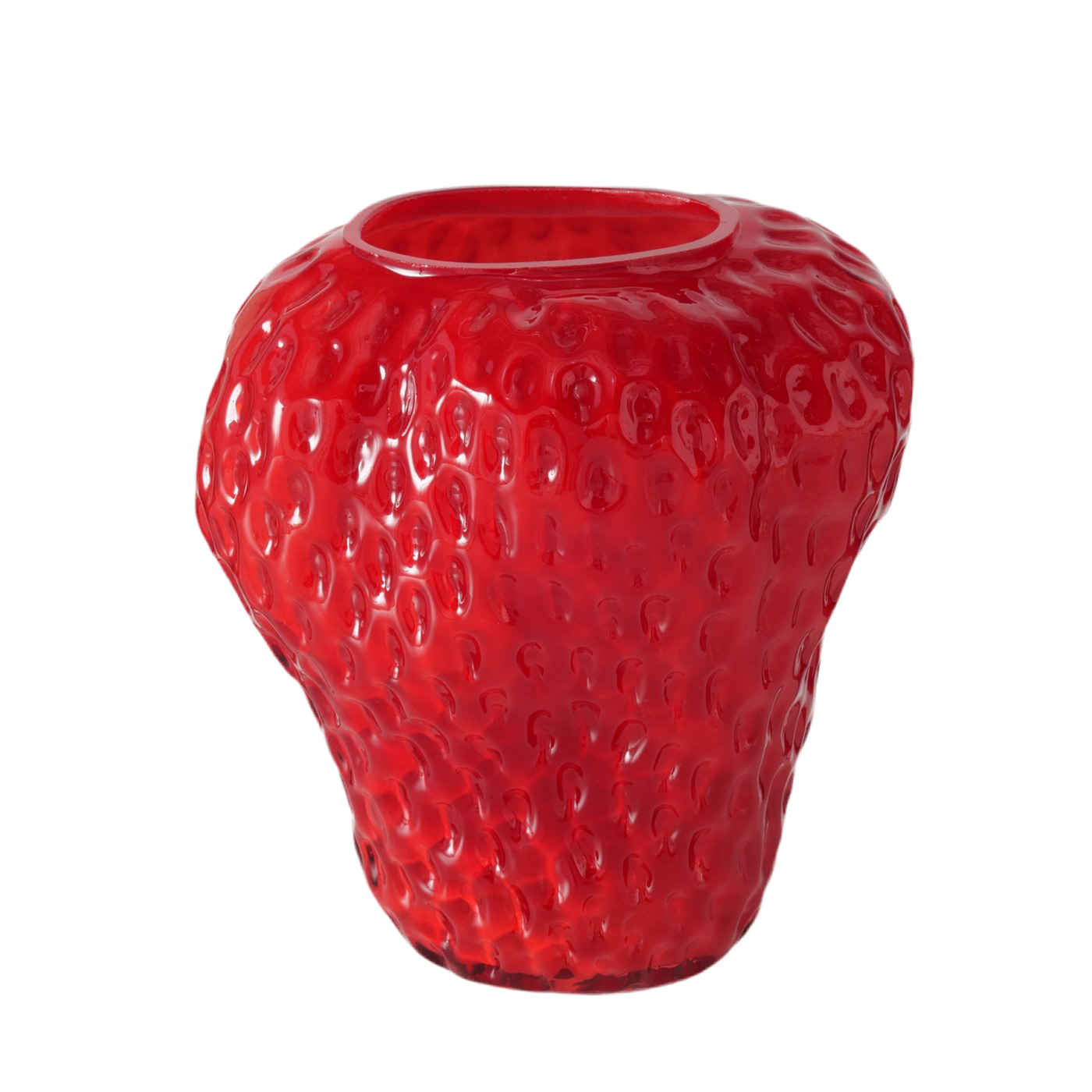 Glass vase BerryGlow strawberry look red handmade 20cm