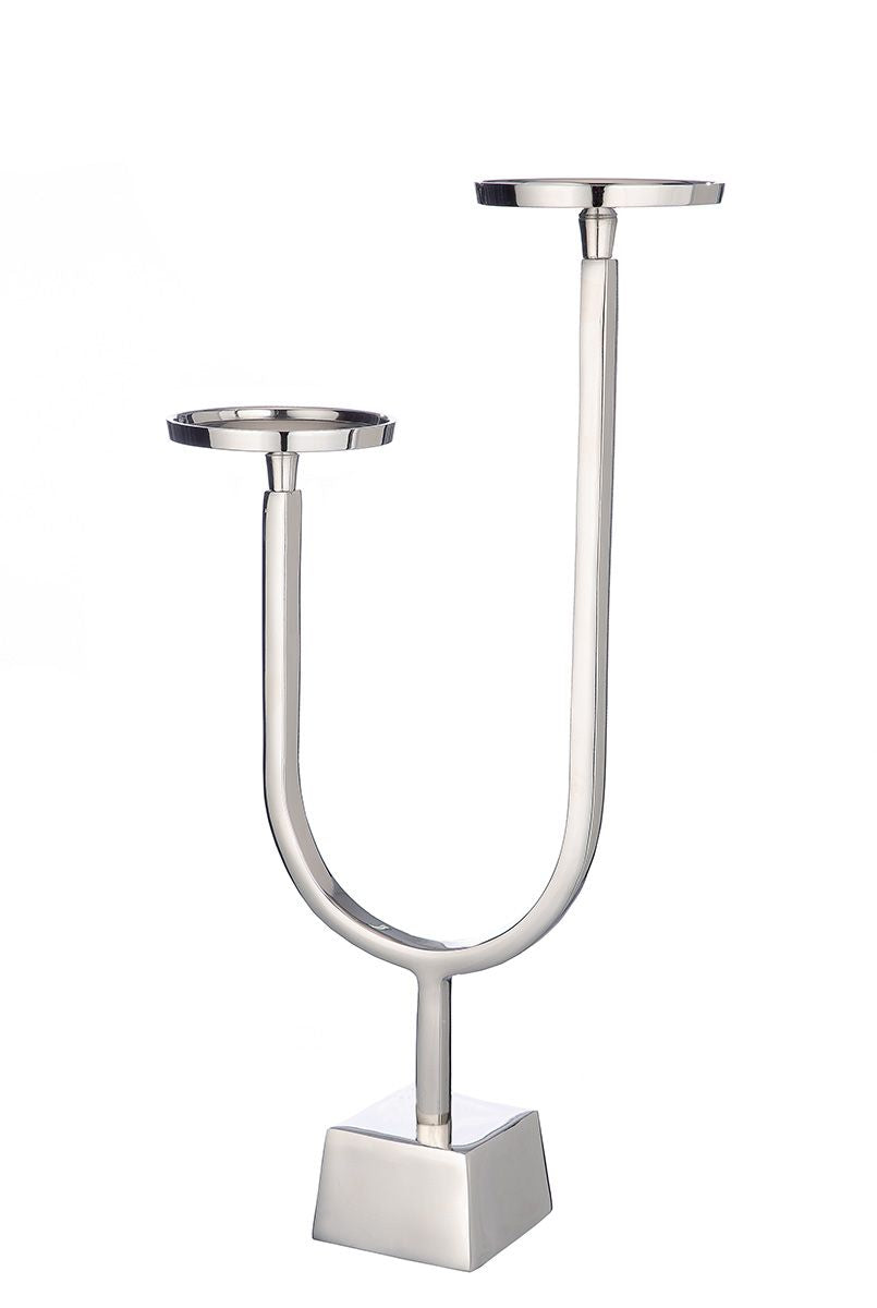 Aluminium Kandelaar 'Nello' - Glanzende Zilverkleurige Elegantie in Twee Maten