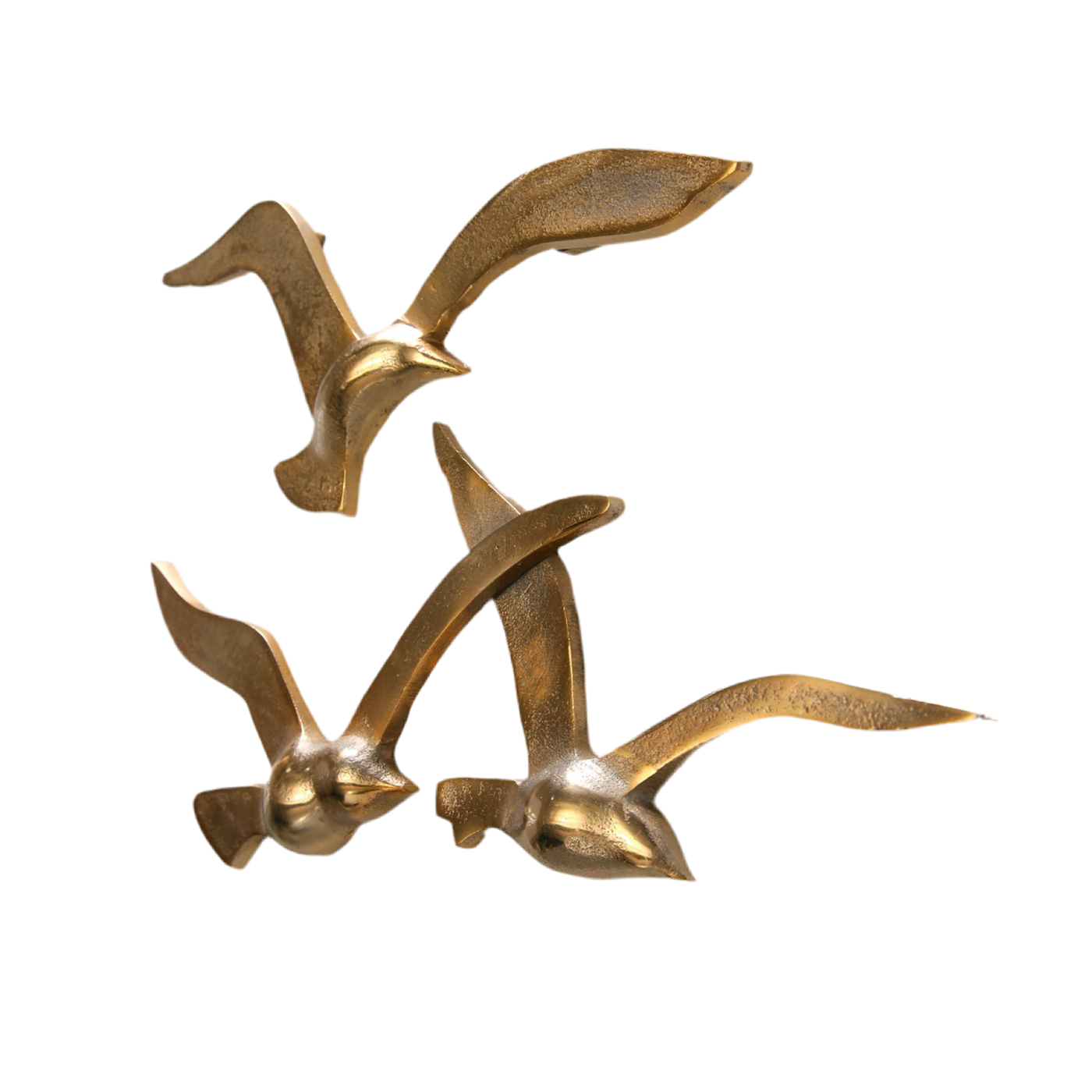Golden seagulls wall decoration set | Maritime metal wall decoration | 2 pieces