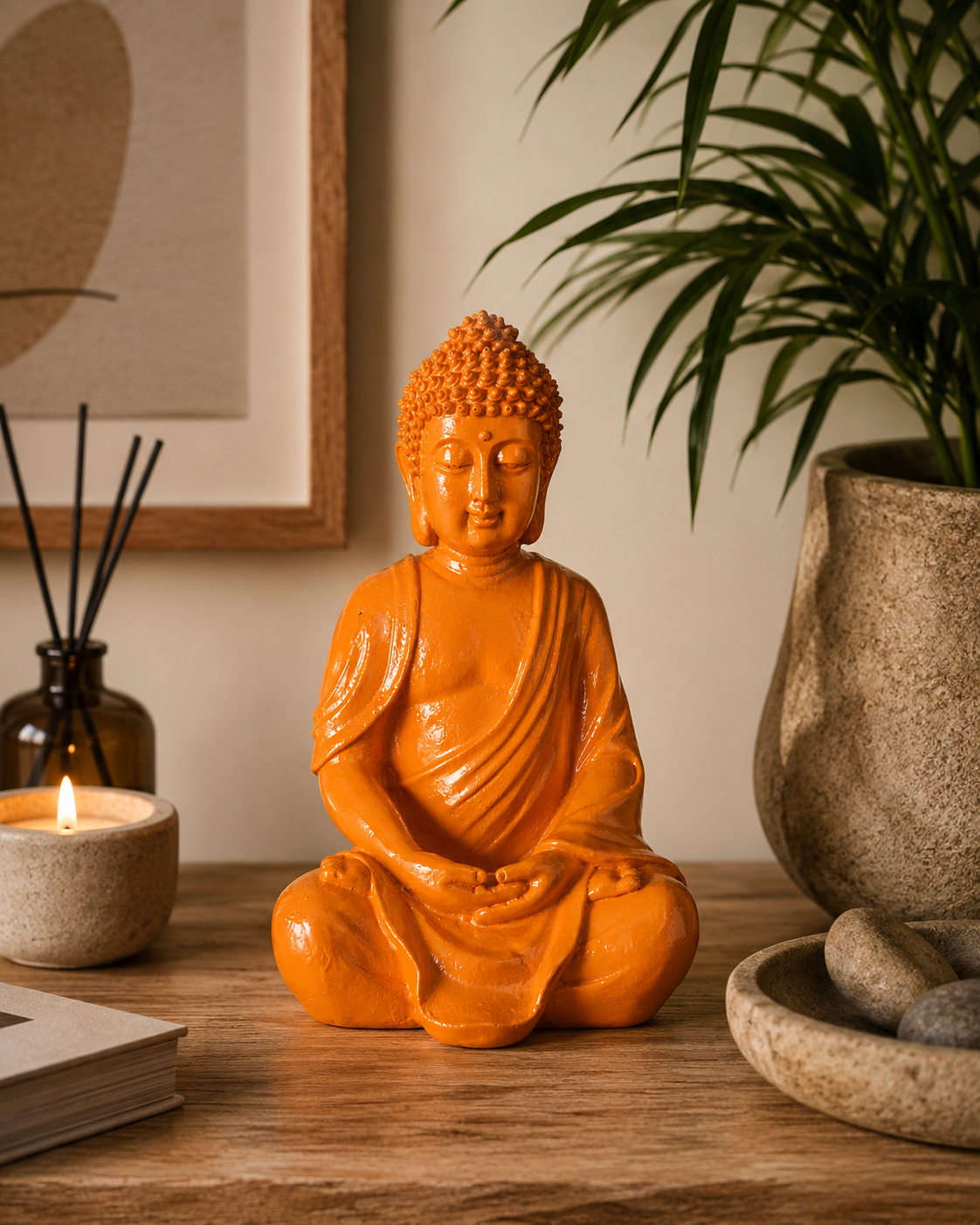 Buddha Dekofigur Samira Orange 19 cm