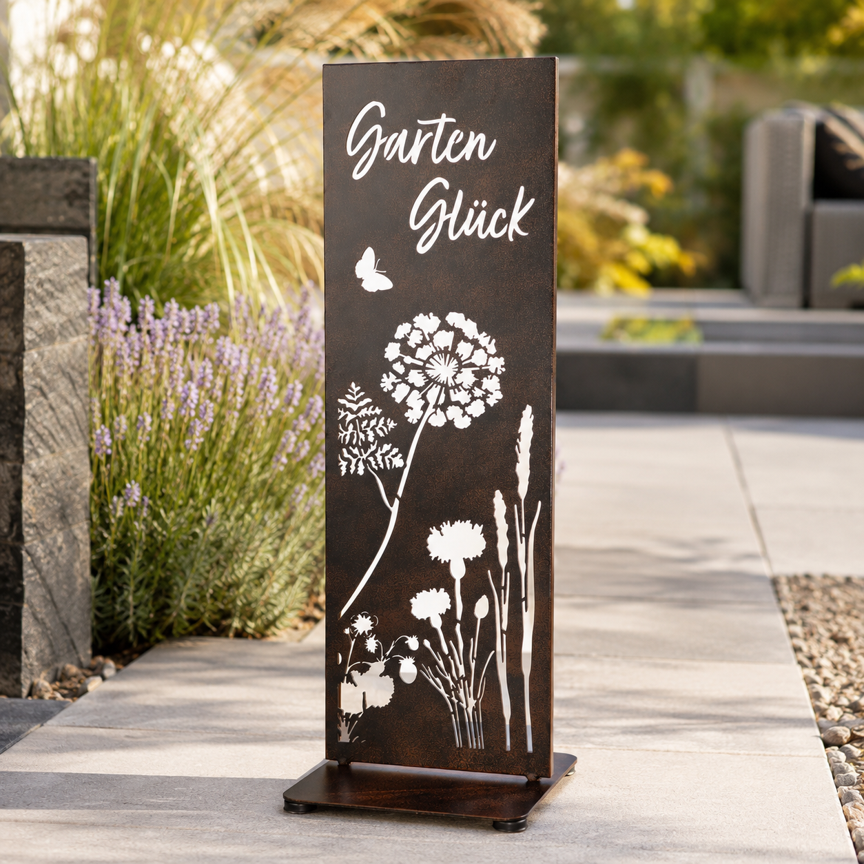 Standrelief Natura Gartenpoesie Metall braun rechteckig 92 cm