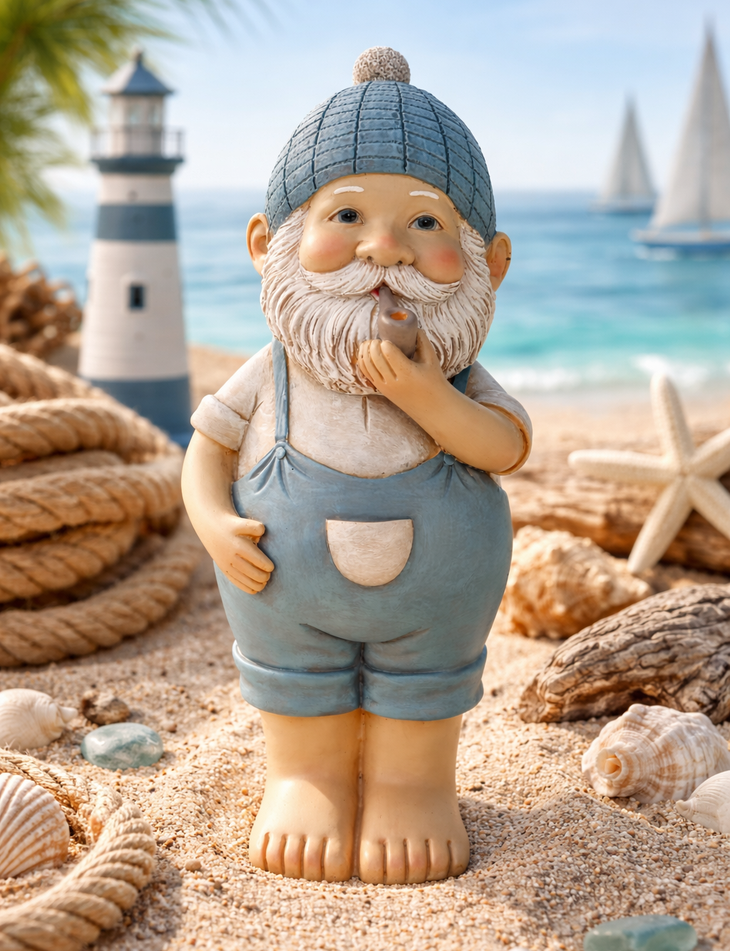 Kapitän Fjaro Seemann Figur blau beige Dekoration 34cm