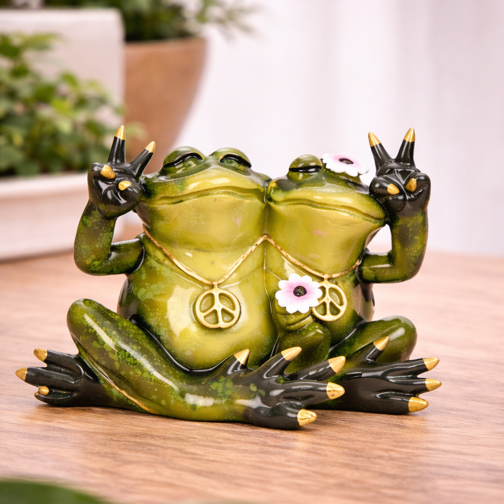 Froschfiguren Larello Peace und Lachen 2er Set grün 16,5 cm