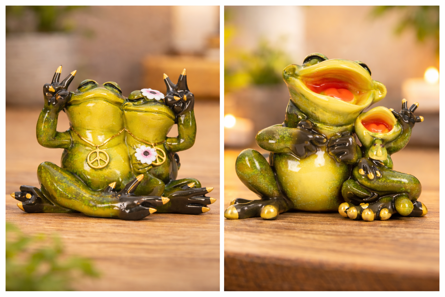 Froschfiguren Larello Peace und Lachen 2er Set grün 16,5 cm