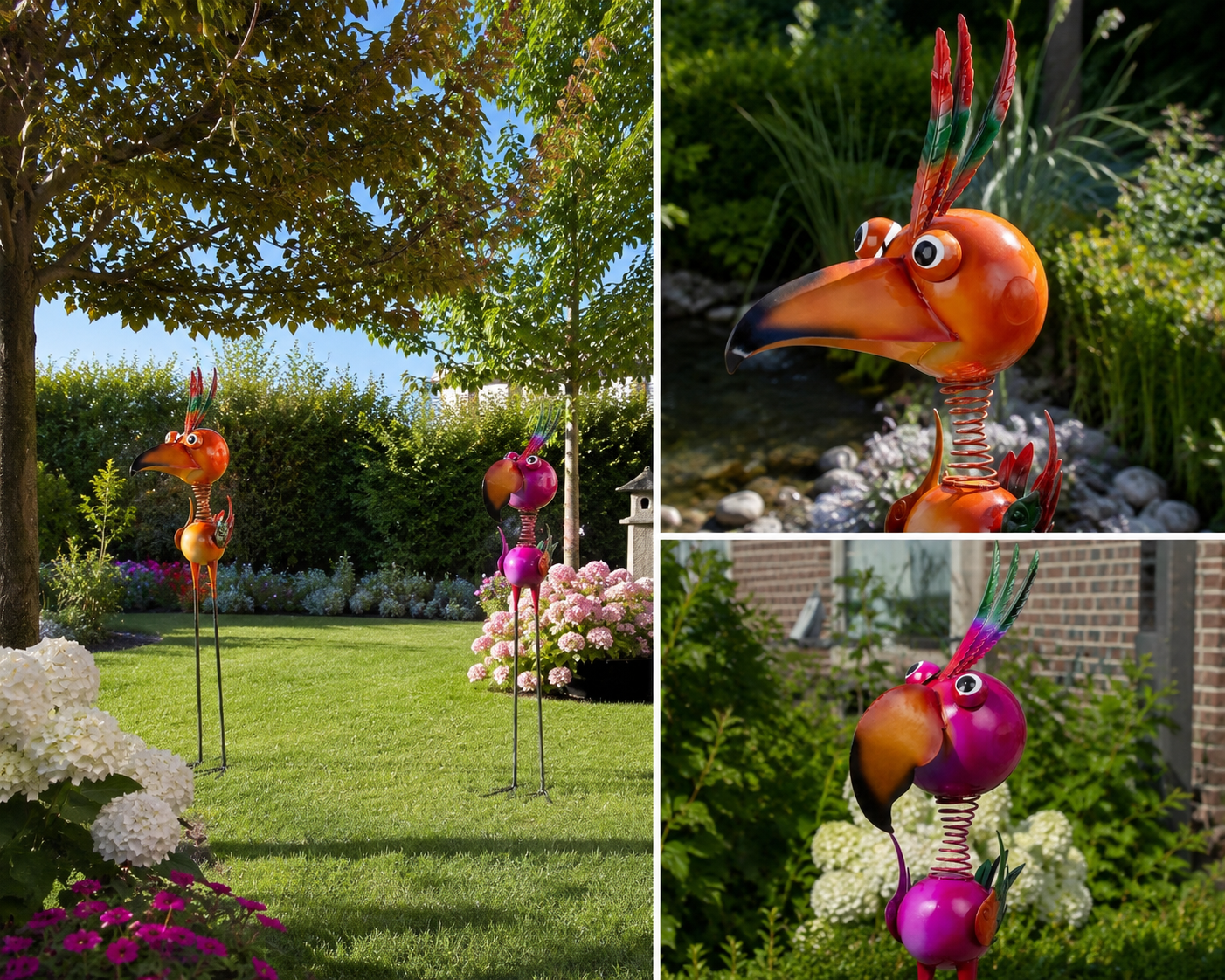 Tropical Spring Birds Metall Gartendeko Vögel XL 2er Set 129 cm