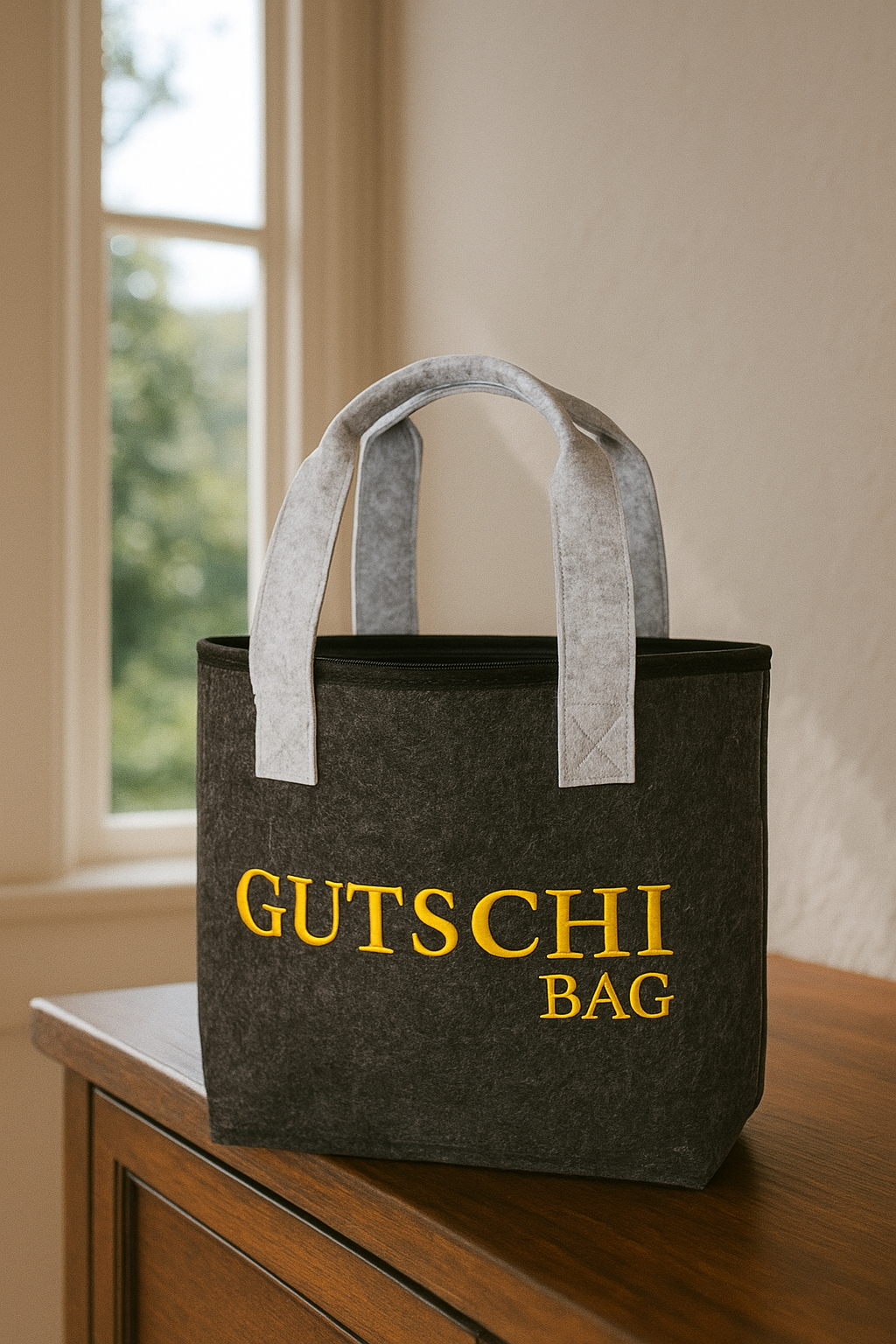 Gutschi Bag Filz Tasche mit Innentasche und goldener Stickerei