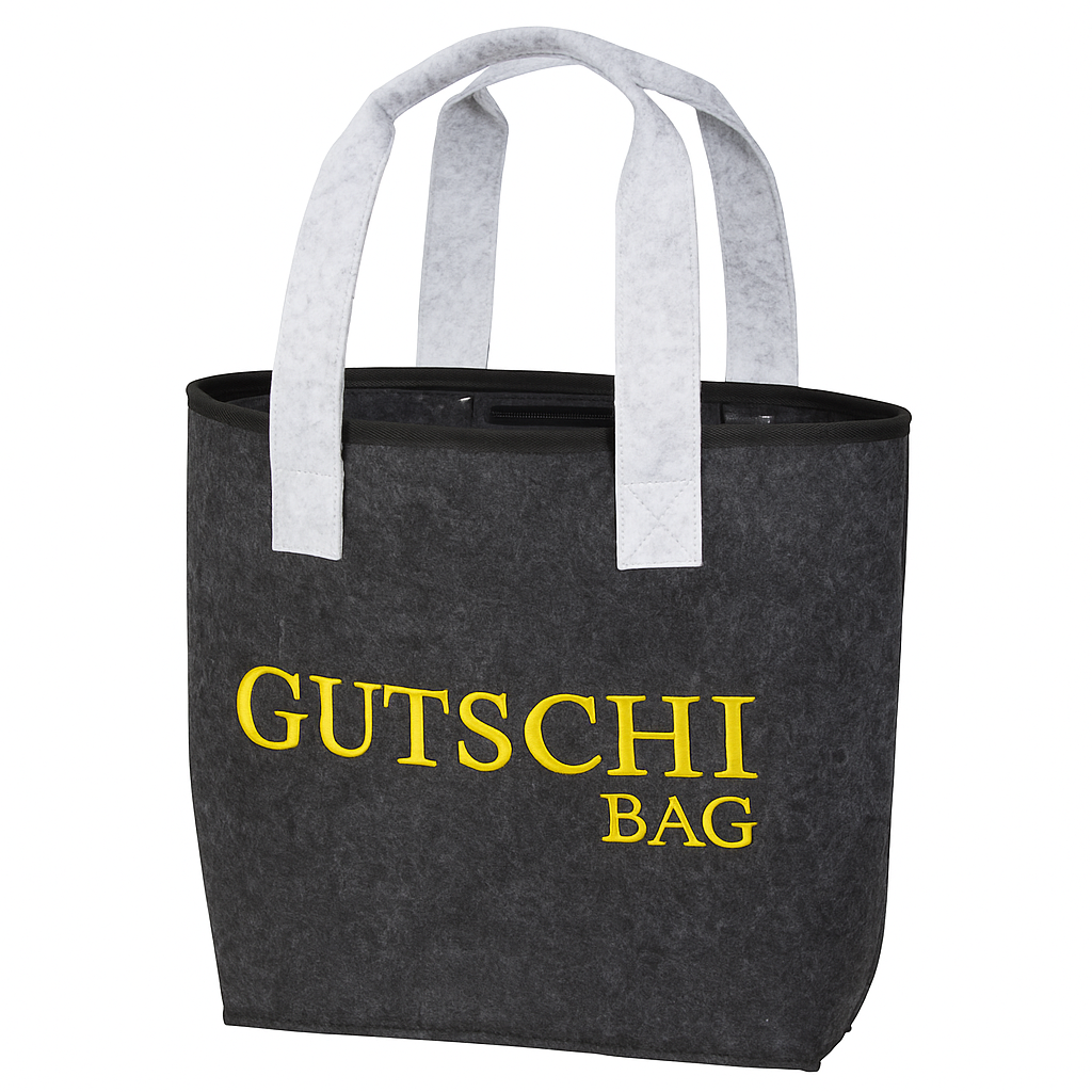 Gutschi Bag Vilten tas met binnenzak en gouden borduursel