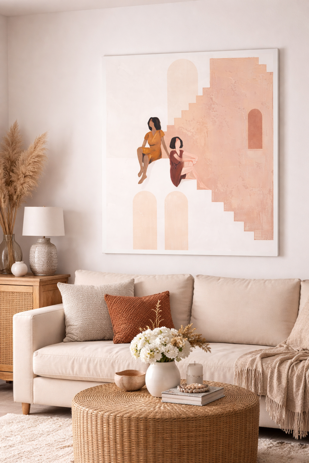 Solena Treppenmoment Wandbild Frauen auf Treppe Mediterranean Stil 80x100 cm
