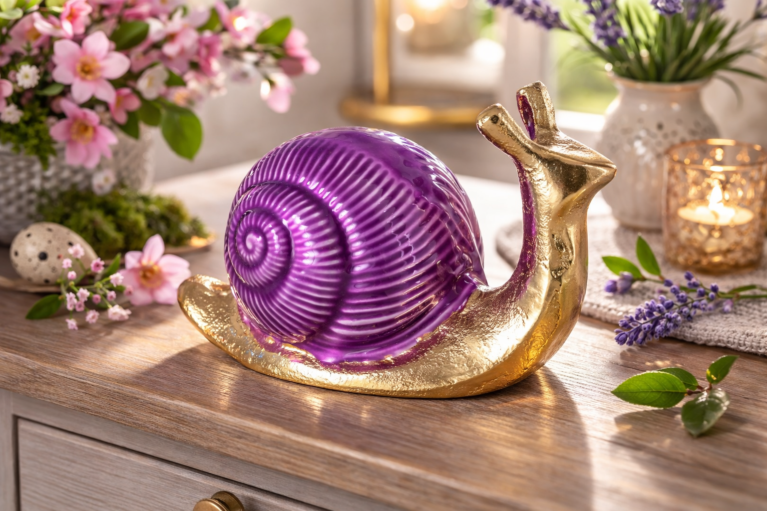 Liora Dekofigur Alu Schnecke Lila Gold