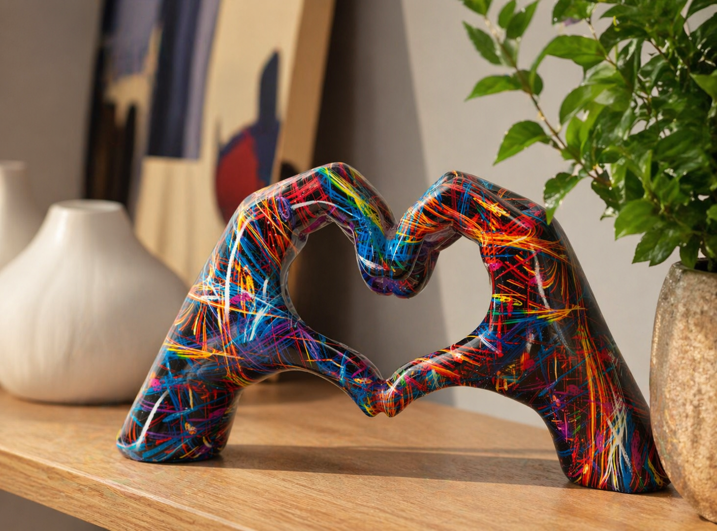 Street Art Hartsculptuur Gemaakt van Polyresin - Kleurrijke Decoratie