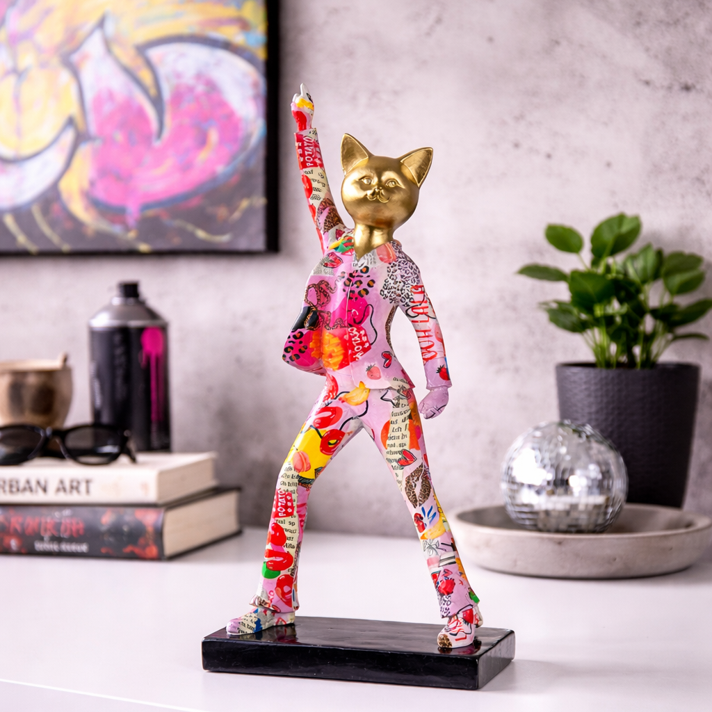 Katze Figur Nova mehrfarbig Streetart moderne Deko 40 cm