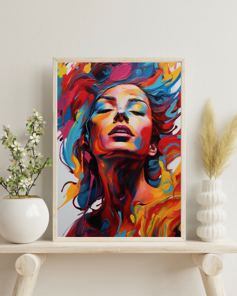 Fascinating canvas print elegant lady with long hair - bring color into your rooms!