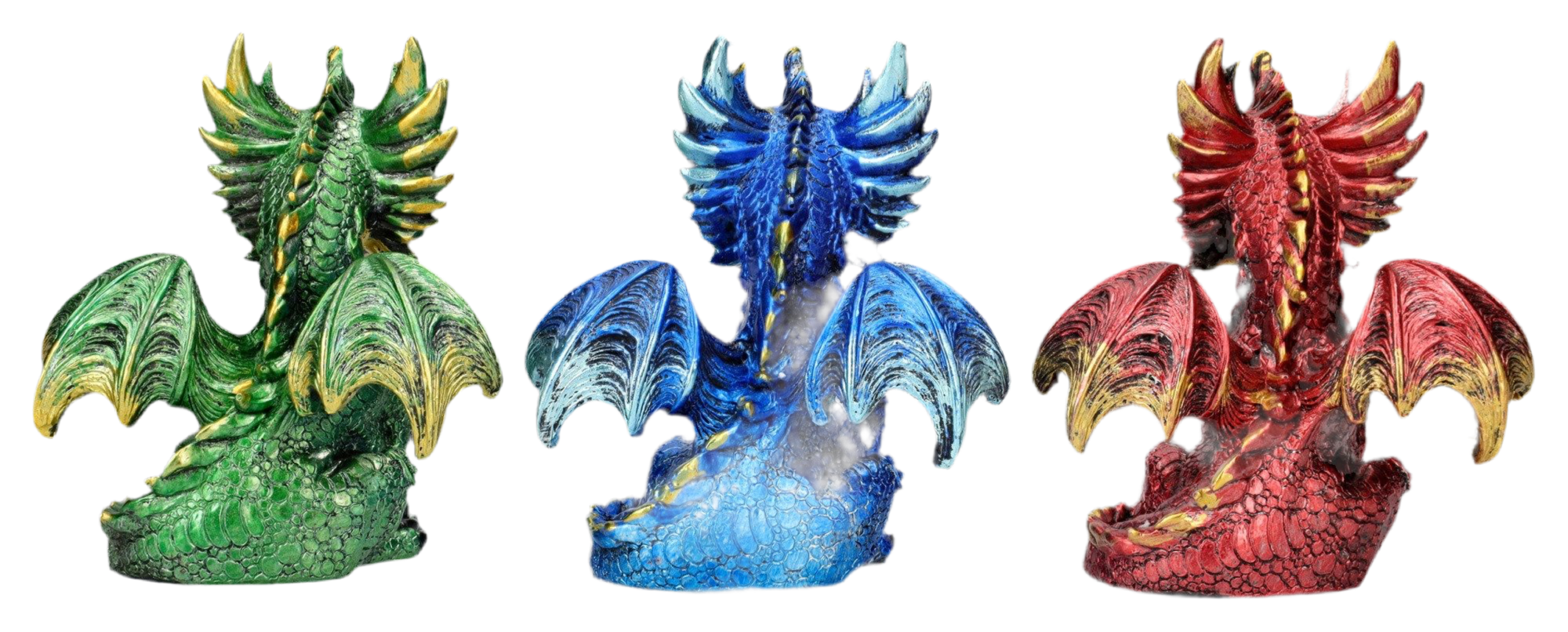 Set of 3 decorative dragons – mystical dragon figures with a noble look