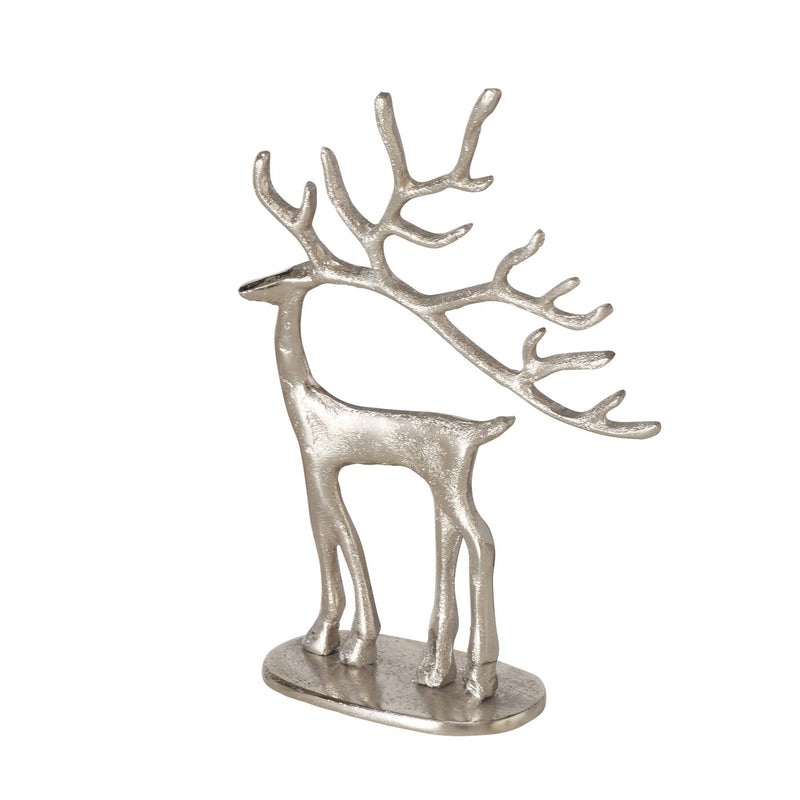 2tlg. Hirschfiguren Set Trollah – Veredeltes Aluminium, Höhe 40 cm & 24 cm