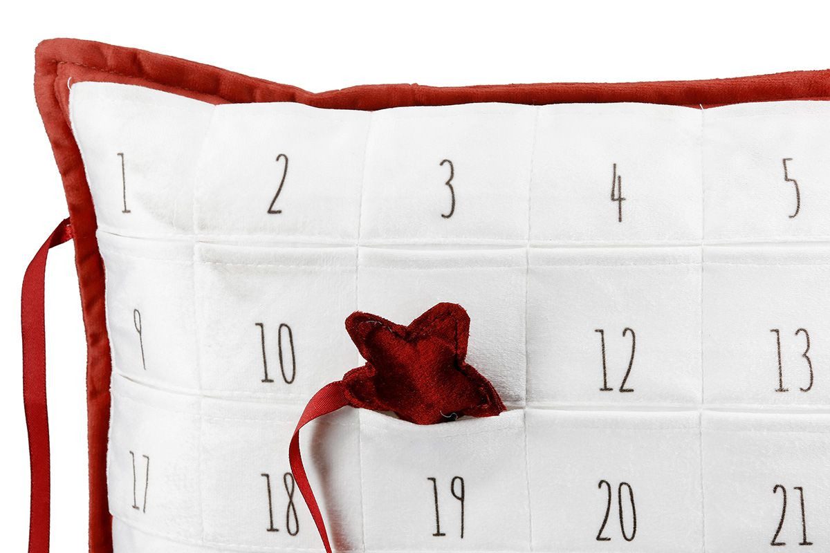 Bärti Adventskalenderkussen, kaboutermotief, 30x50 cm, wit en rood